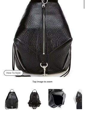 Rebecca Minkoff Black Textured Leather Sling Backpack with Silver Hardware